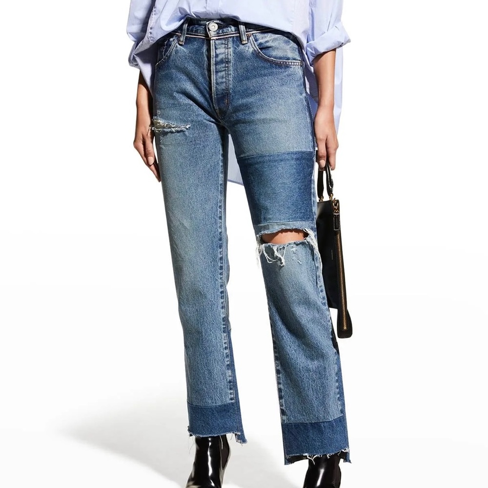 MOUSSY VINTAGE DISTRESSED TRIM DENIM